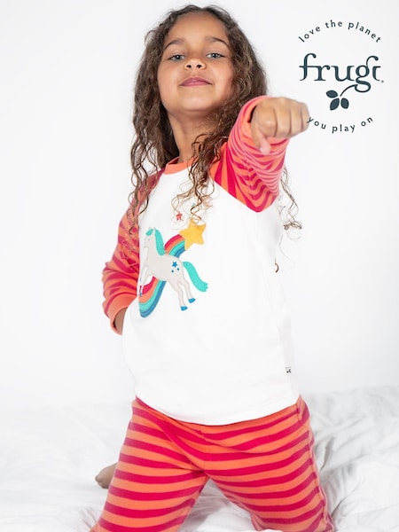Frugi Girls Pink Striped Unicorn Pyjamas (E81499) | 146 LEI - 154 LEI