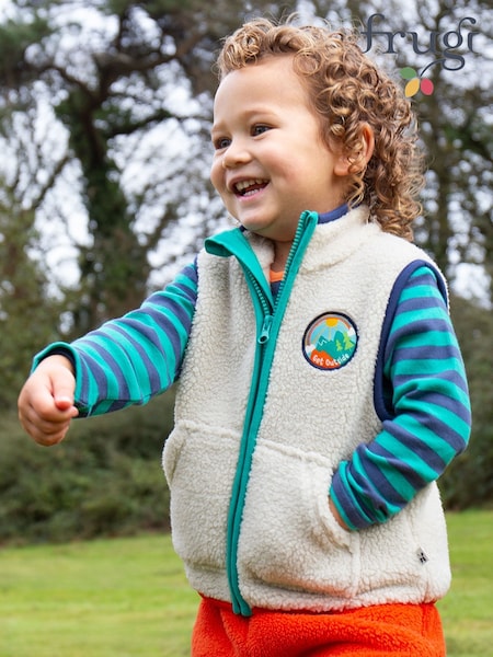 Frugi Boys Borg White Gilet (E81601) | €38 - €44