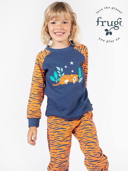 Frugi Unisex Orange Tiger Print Pyjamas (E81608) | €32 - €34