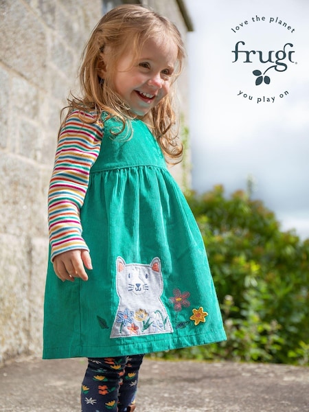 Frugi Green Cat Corduroy Dress (E81609) | 133 LEI - 150 LEI