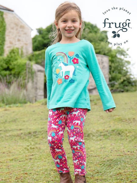 Frugi Girls Light Blue Unicorn Top (E81611) | 164 LEI - 179 LEI