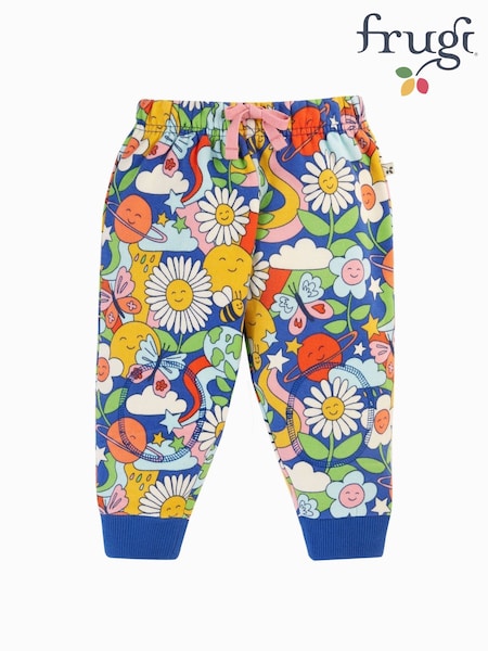 Frugi Blue Flower Print Snuggle Joggers (E81614) | €38 - €41