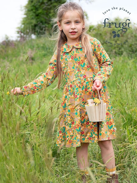 Frugi Yellow All Over Print Autumn Dress (E81619) | 44 € - 50 €
