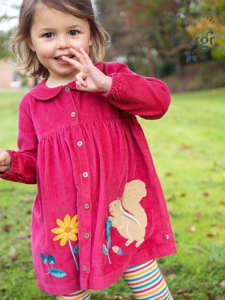 Frugi Girls Pink Cordurroy Embroided Dress (E81625) | 198 LEI - 219 LEI