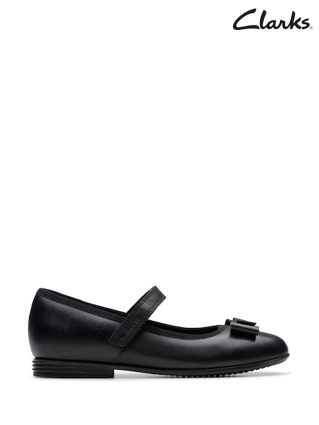 Svart - Clarks Finja Tap Mary Jane Sløyfe Leather Sko (E81633) | kr628