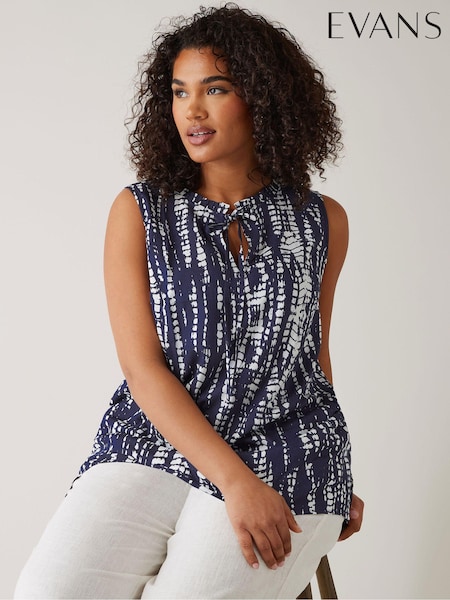 Evans Curve Navy Blue Tie Dye Print Tunic (E81659) | €49