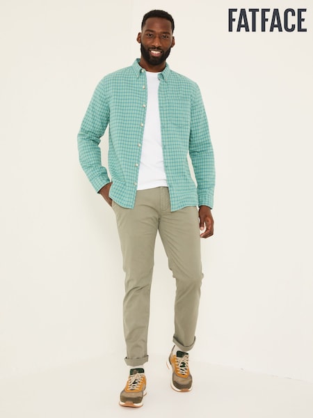 FatFace Bath Light Teal Long Sleeve Check Shirt (E81845) | ₪249