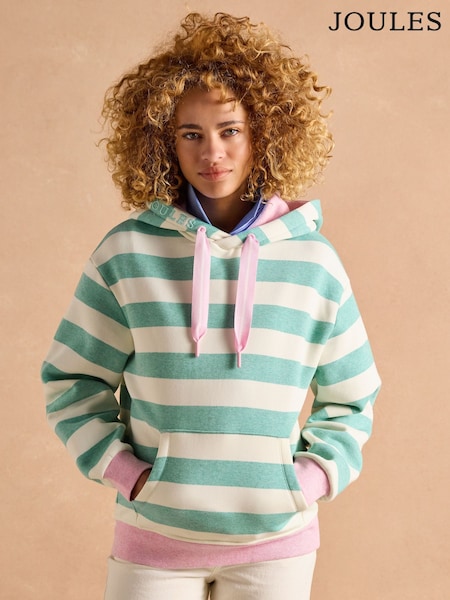 Joules Milbourne Green Marl Stripe Cotton Rich Hoodie (E81850) | R$ 590
