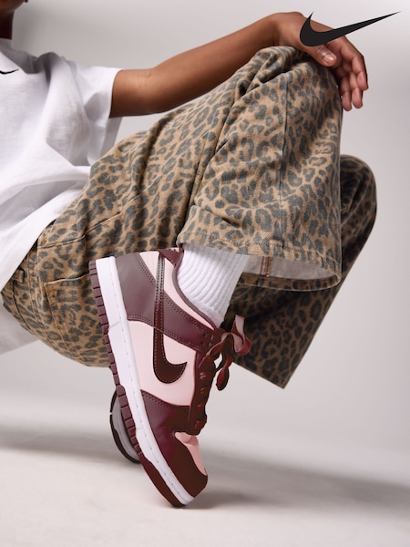 Red and Echo Pink - Nike Youth Dunk Low Trainers (E81928) | ‏352‏₪