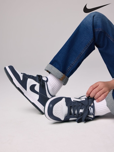 Granatowo-biały - Nike Youth Dunk Low Trainers (E81930) | 440 zł