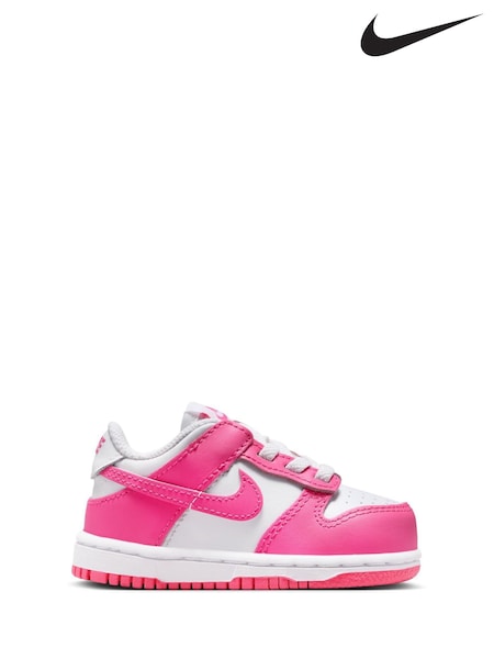 Nike White/Fuschia Pink Low Infant Dunk Trainers (E81943) | €58