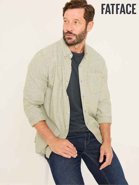FatFace Khaki Green Geo Print Long Sleeve Shirt (E81957) | €69