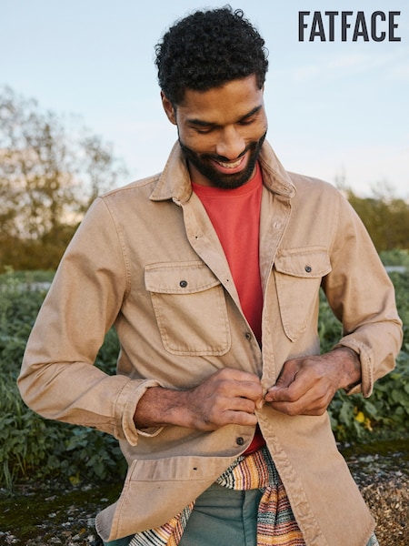 FatFace Filey Brown Long Sleeve Plain Shirt (E81961) | €74