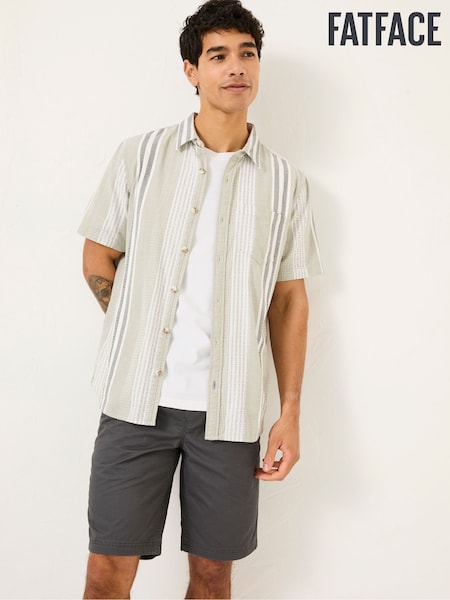 FatFace Light Green Short Sleeve Oask Stripe Shirt (E81964) | €62