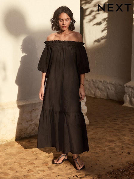 Black Off Shoulder Maxi Dress (E82006) | 5,860 ISK
