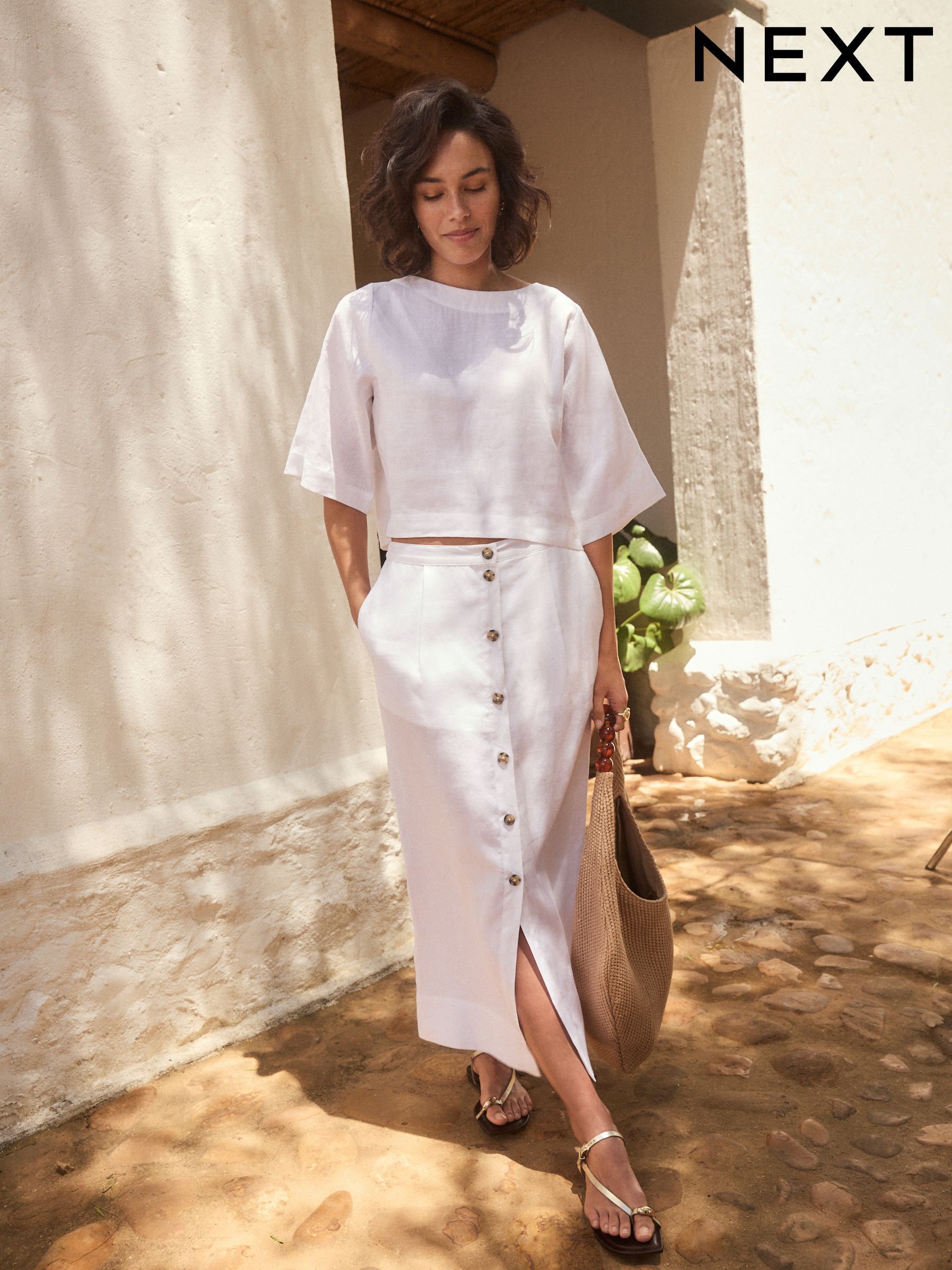 Buy Women's Skirts White Midi Casual Online | Next USA