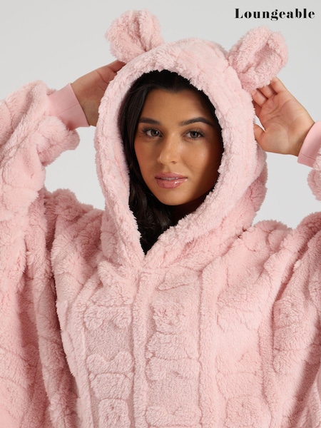 Loungeable Pink Teddy Cut Sherpa Snuggle Hoodie (E82124) | €17.50