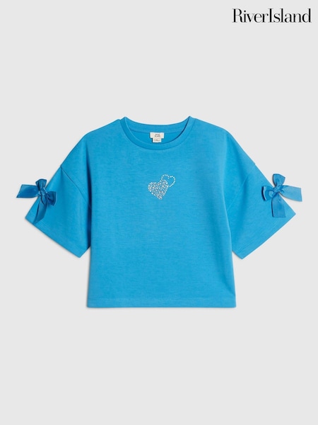 Blue - River Island Premium Bow Boxy T-shirt