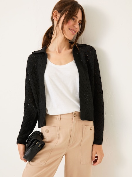 črna - FatFace Pointelle Knitted Cardigan (E82133) | € 63