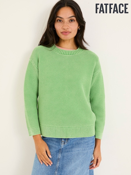 FatFace Elia Mint Green Laundered Knitted Jumper (E82257) | $85