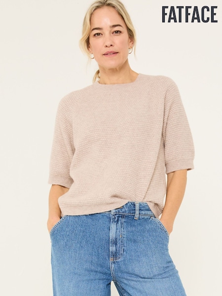 FatFace Zandra Natural Textured Knitted T-Shirt (E82261) | €64
