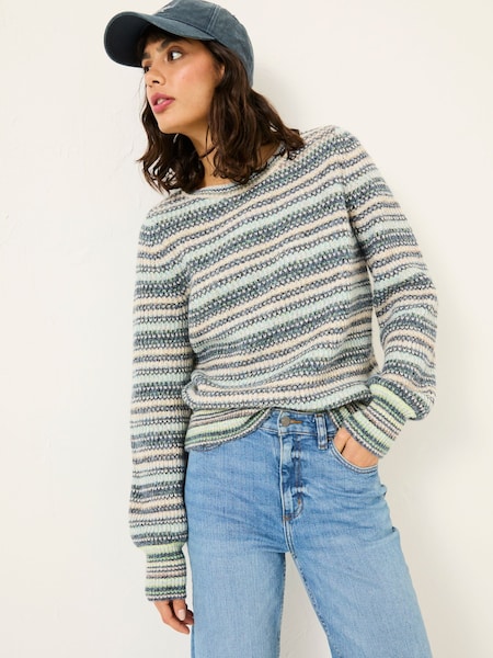 FatFace Blue Soraya Stripe Knitted Crew Neck Jumper (E82268) | kr800