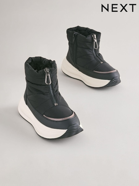 Svart - Zip Front Quilted Boots (E82296) | kr568 - kr685