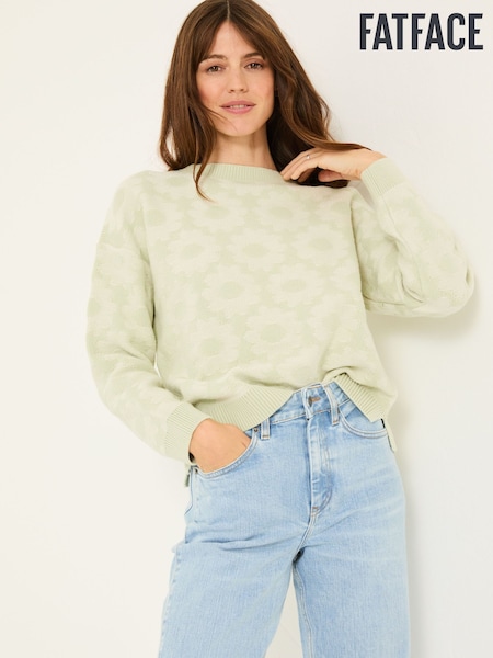 FatFace Light Green Floral Knitted Jumper (E82320) | ₪282