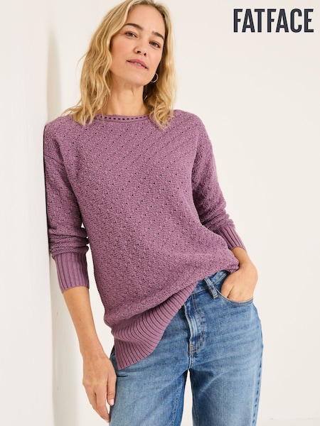 FatFace Farryn Purple Farryn Knitted 100% Cotton Knitted Jumper (E82322) | €80
