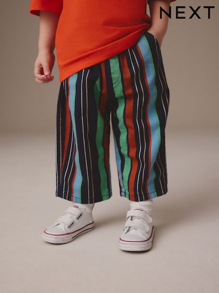 Multi Stripe 100% Cotton Pull On Wide Trousers (3mths-7yrs) (E82338) | R$ 110 - R$ 125