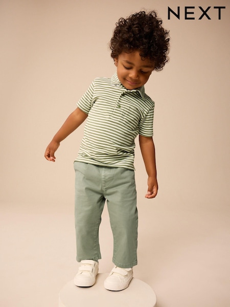 Sage Green Pleat Front Stretch Chino Trousers (3mths-7yrs) (E82339) | R$ 120 - R$ 135