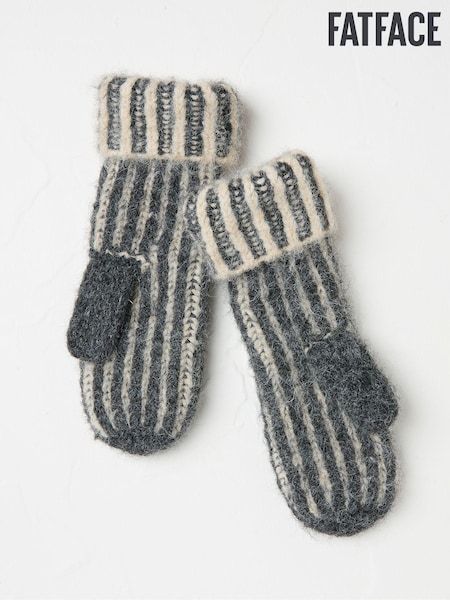FatFace Grey Plaited Mittens (E82350) | €18