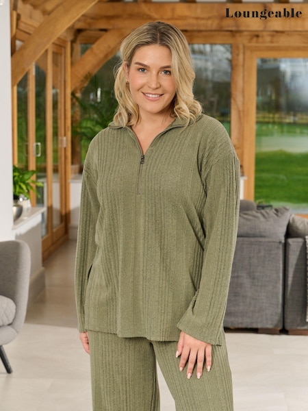 Loungeable Irregular Brushed Rib 1/4 Zip Top (E82361) | ‏114 د.إ.‏