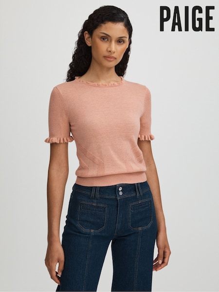 Paige Metallic Ruffle Trim Top (E82404) | AED1,339