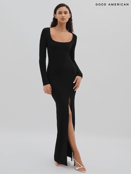Good American Black Good American Ribbed Midi Dress (E82425) | €281