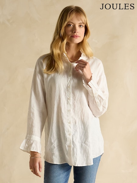 Joules Dakota White 100% Linen Shirt (E82437) | R$ 640