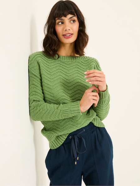 FatFace Mid Green Jessie Textured Knitted Jumper (E82474) | $85