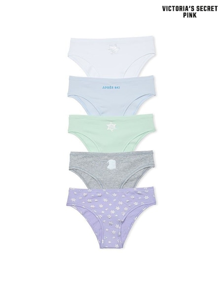 PINK White/Purple/Green/Blue/Grey Cheeky 5 Pack Knickers (E82558) | €31