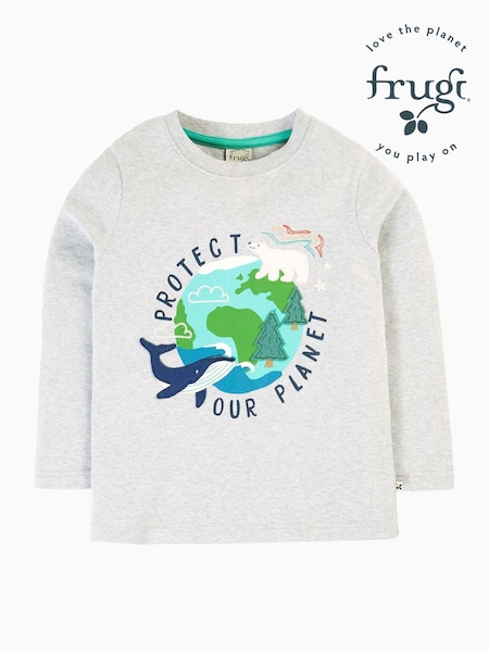 Frugi Grey Planet Applique Top (E82621) | AED116 - AED140