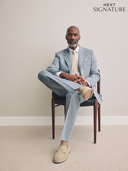 Blau - Regulär - Signature Tailored Fit Striped Suit Jacket (E82630) | 215 €