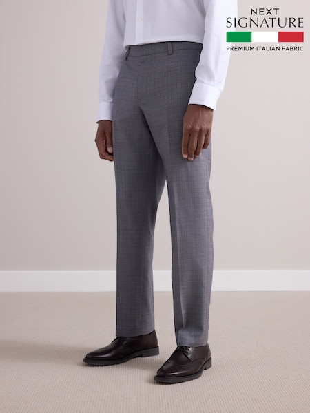 Neutral Slim Fit Signature Texture Marzotto Italian Fabric Suit Trousers (E82635) | €132