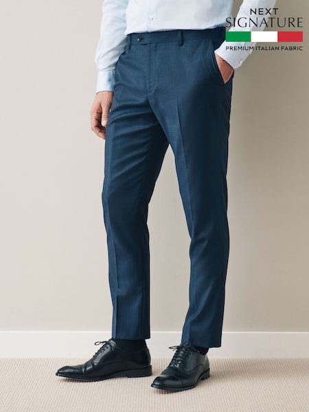 Navy Slim Fit Signature Cerutti 100% Wool Italian Fabric Suit Trousers (E82637) | €143