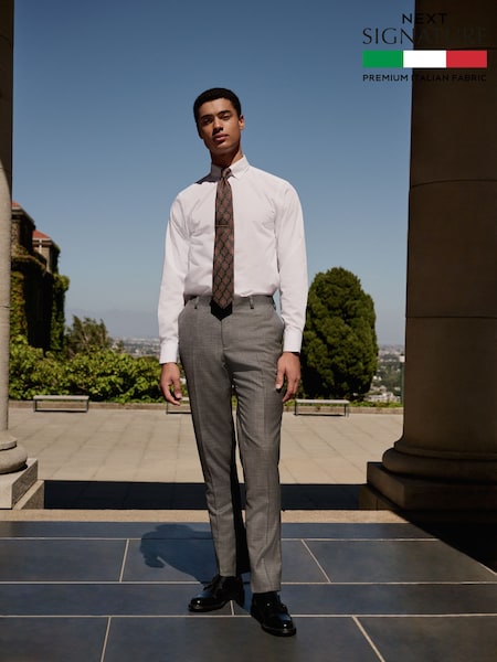Grey Slim Fit Signature Cerutti 100% Wool Italian Fabric Suit Trousers (E82640) | €143
