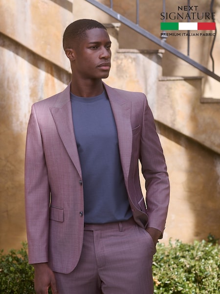 Pink Slim Fit Signature Cerutti Italian Fabric Suit Jacket (E82642) | €255