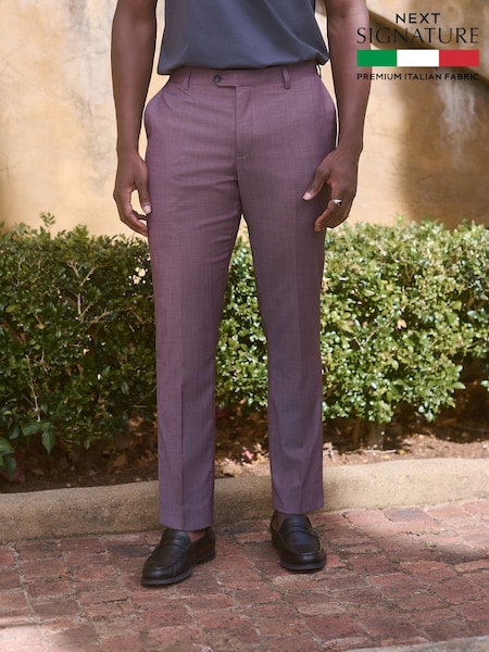 Pink Slim Fit Signature Cerutti 100% Wool Italian Fabric Suit Trousers (E82643) | €165