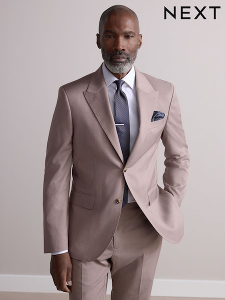 Neutral Slim Fit Signature Cerutti Italian Fabric Suit Jacket (E82645) | €255