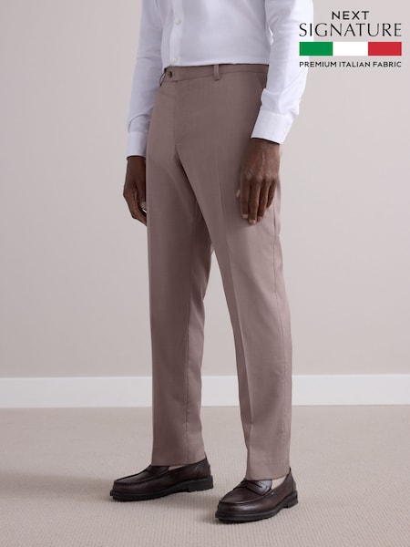 Neutral Slim Fit Signature Cerutti 100% Wool Italian Fabric Suit Trousers (E82646) | €165