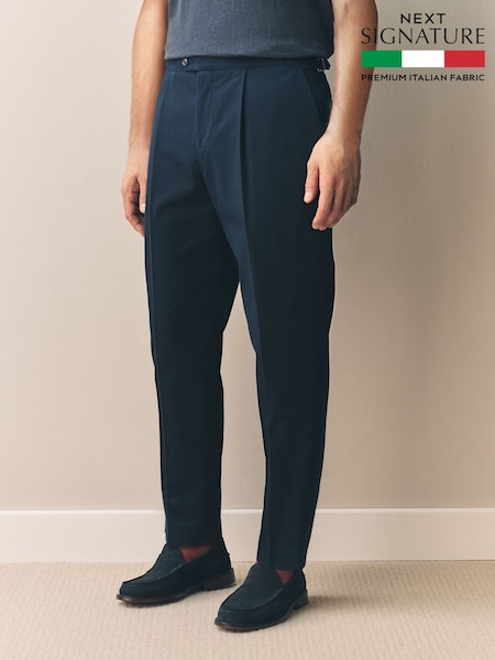 Marineblau - Slim Fit Siganture Sondrio Italian Fabric Suit Trousers (E82649) | 149 €