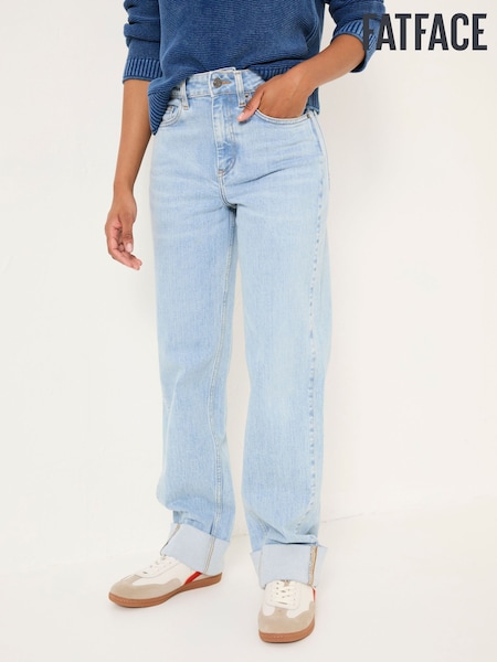 Raya Light Blue Denim Wide Leg Turn Up Jeans (E82841) | €84