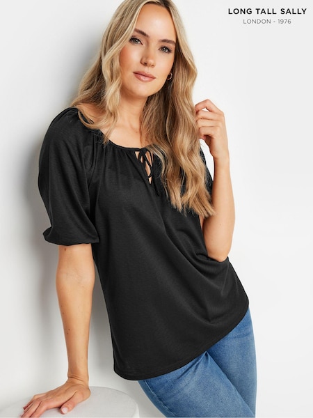 Long Tall Sally Black Keyhole Tie Top (E82865) | 139 QAR